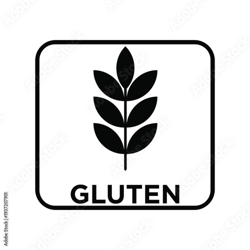 Gluten free symbol with leaf design for food labeling