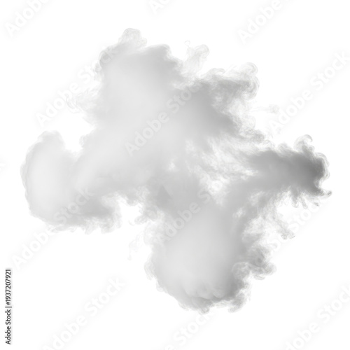 Gray smoke cloud on white background