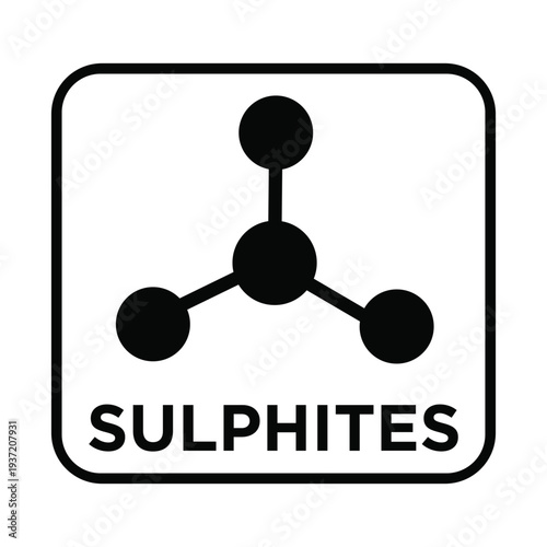 Sulphites chemical structure icon for food and wine industry labels