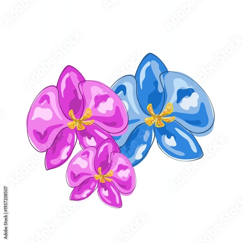 Beautiful orchid flat vector illustration isolated