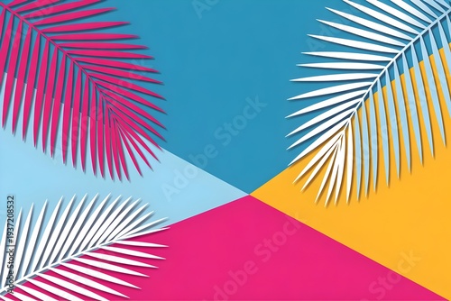 Vibrant Abstract Tropical Palm Leaves Background