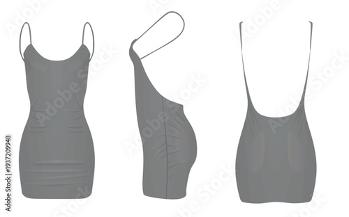 Grey mini skirt dress. vector