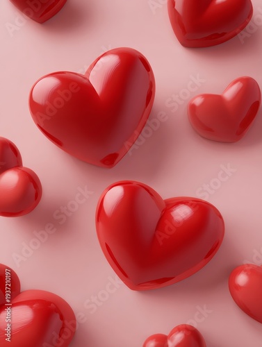 Collection of heart-shaped candies on a pink backdrop, ideal for Valentine's Day themes.