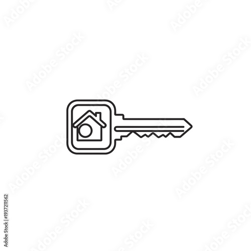Real Estate Property Key Icon - House symbol on a key silhouette, vector