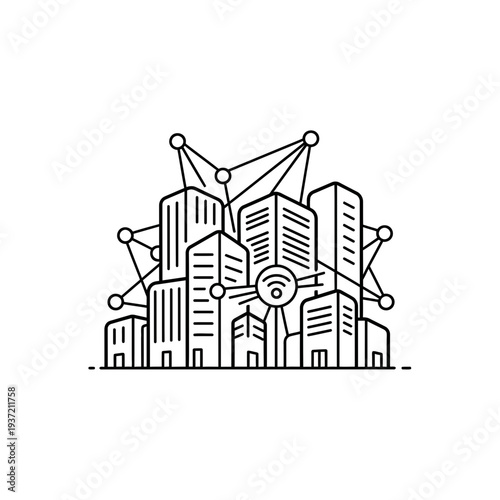 Smart city building network with wireless connectivity and urban infrastructure