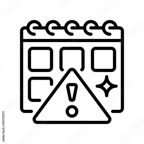 Missed Deadline Line Icon, Outline Symbol for Project Delay, Overdue Task, Late Submission, Penalty Management, and Failed Schedule. Vector Sign Icon.