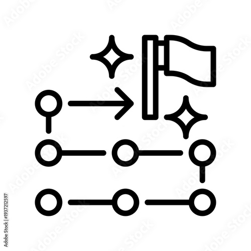 Timeline Arrow Line Icon, Outline Symbol for Progression Roadmap, Sequence Planning, Schedule Direction, History Flow, and Project Evolution. Vector Sign Icon.