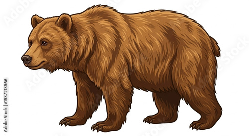 Brown Bear Vector Illustration Isolated on White Background
