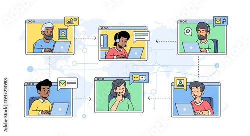 People Engaged in Video Conference Calls on Computers.