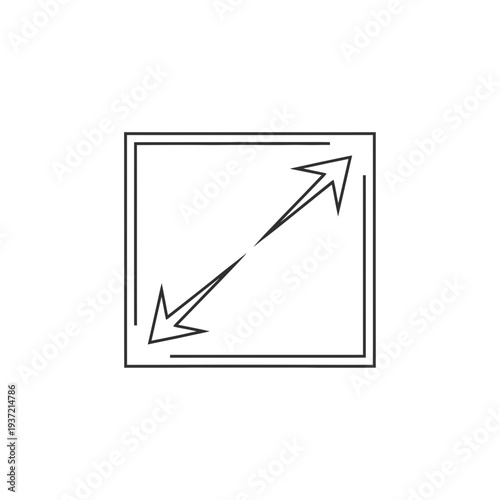 Diagonal arrows icon within a square frame, symbolizing scale, resize, zoom, or expand actions.