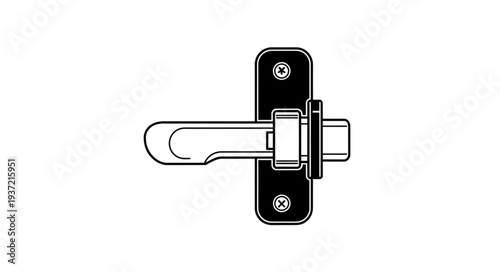 Detailed illustration of a metal door latch with a secure locking mechanism.