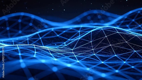Blue digital network wave