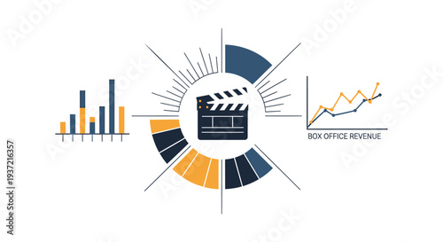 Set of 3 film industry infographic elements vector