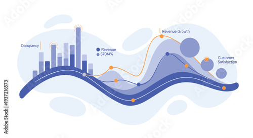 Vector business infographic elements with growth chart and statistics