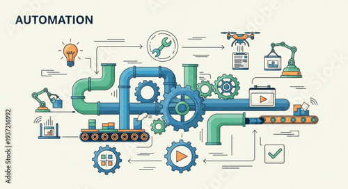 Digital Automation and Technology Concept Illustration.