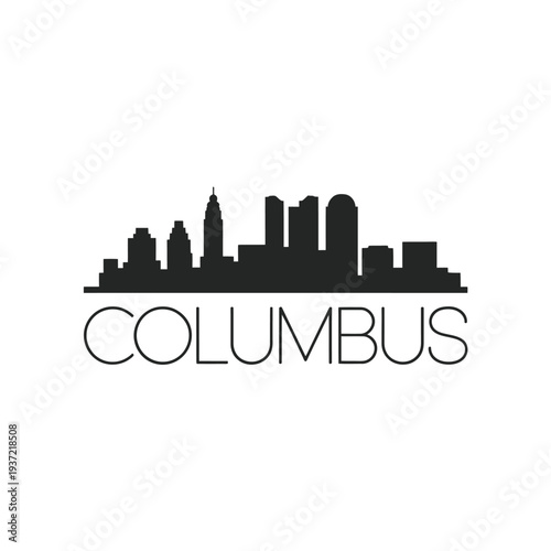 Tableau sur toile Columbus ohio skyline silhouette with city name typography below