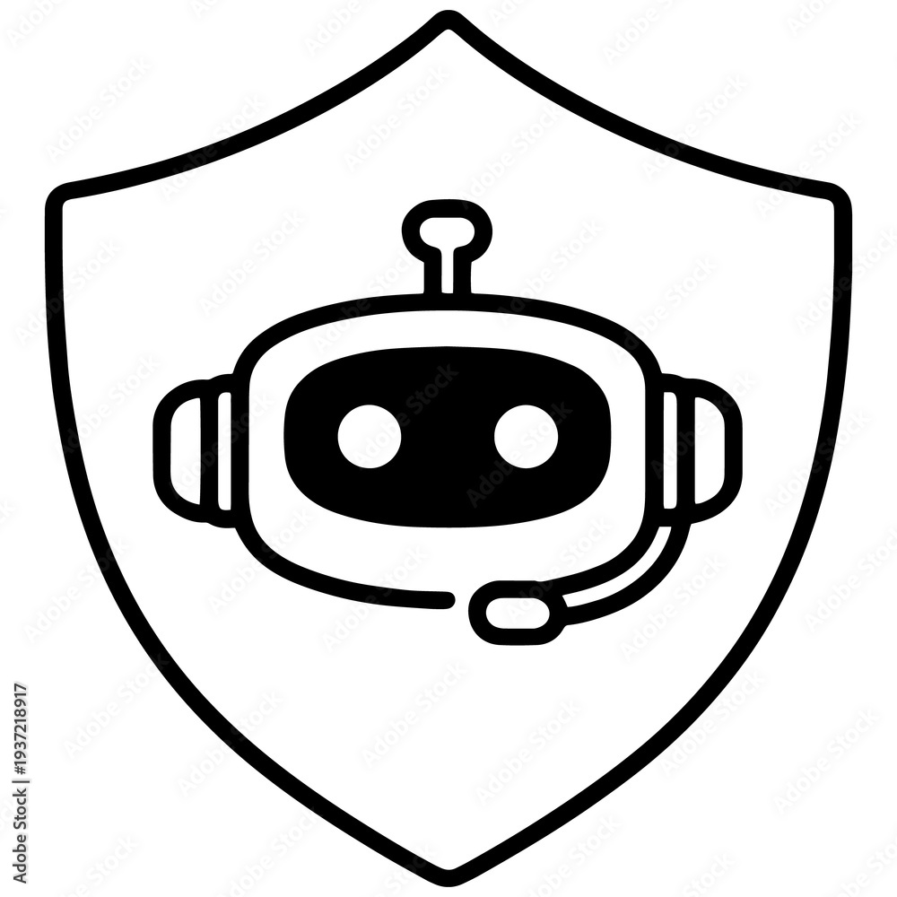 Obraz premium AI Chatbot Security Shield Vector Icon