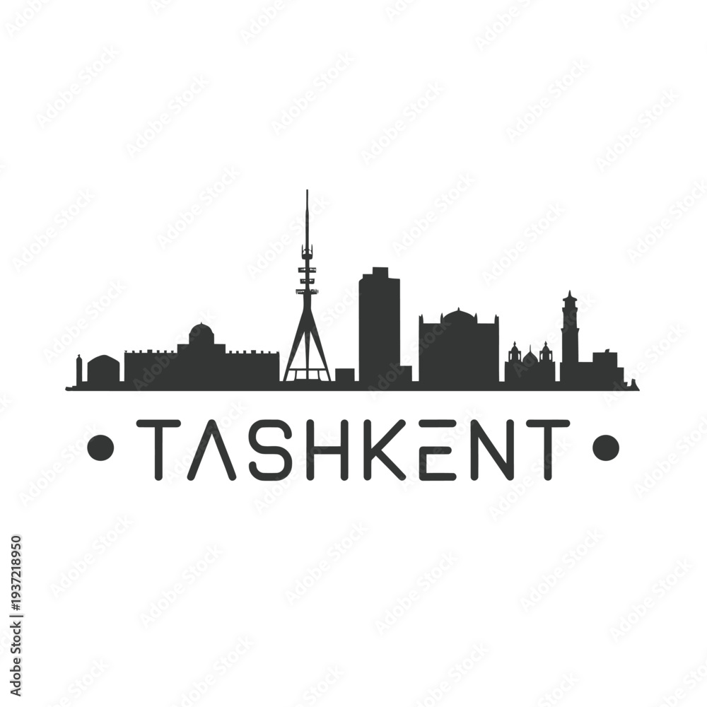 Fototapeta premium A striking silhouette of Tashkent s skyline with prominent tower