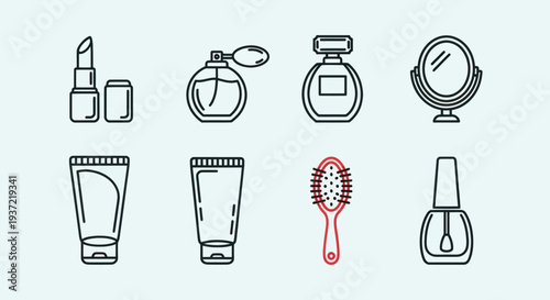 Cosmetics and beauty products line art