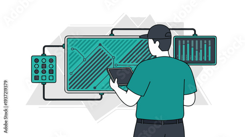 Data analysis and system management with multiple screens