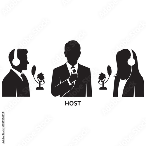 Professional podcasting and business communication icons set