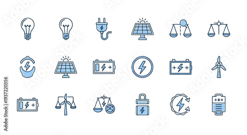 Energy icons sustainable power and technology