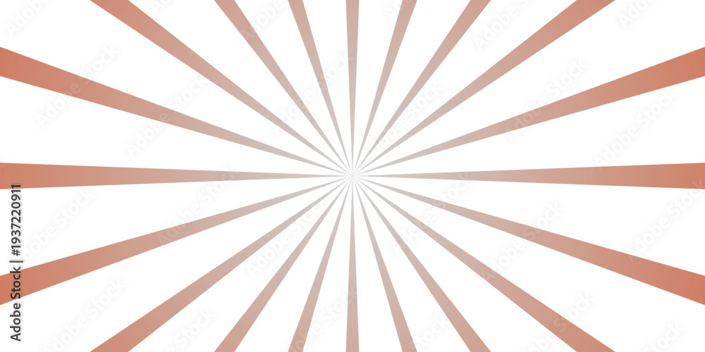 Obraz premium Vibrant radial burst background with warm terracotta and white gradient stripes emanating from a central point for energetic design and graphic elements