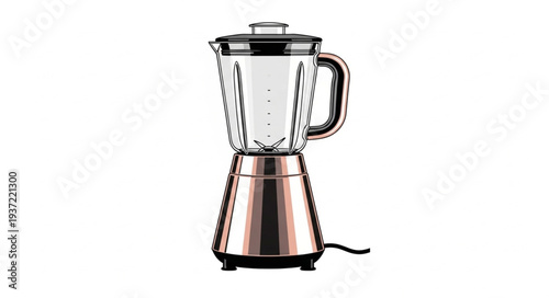 Modern copper and glass blender for making smoothies and drinks in kitchen.