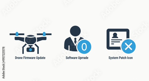 Drone Firmware Updates and Software Patch Icons for System Maintenance and Technology Solutions