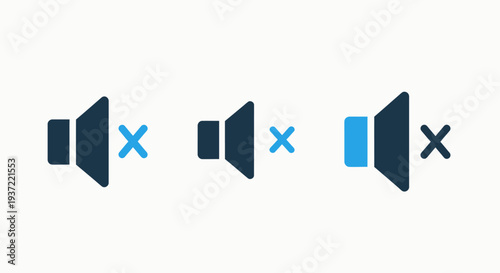 Mute Speaker Volume Off Icon Set for Audio Control and Sound Settings in Digital Interfaces