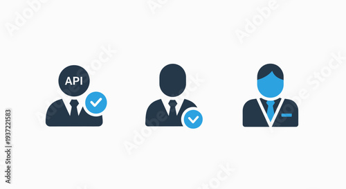 API User Profile Verification and Approval Icons for Business Technology and Software Development Interfaces