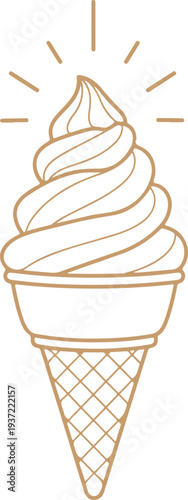 A drawing of a swirly ice cream cone Vector, illustration