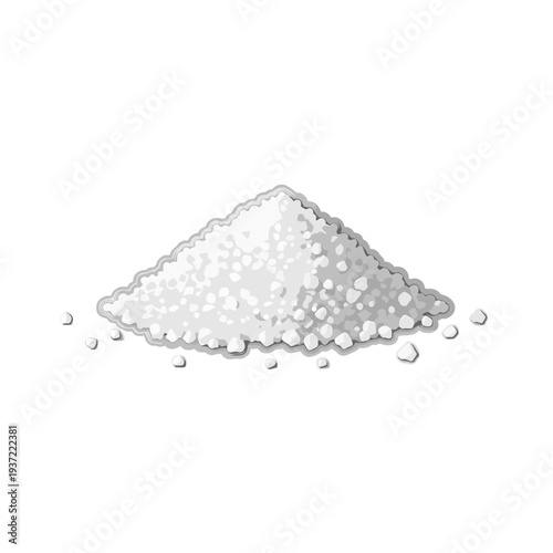 Pile of white sugar on a flat surface with scattered granules  