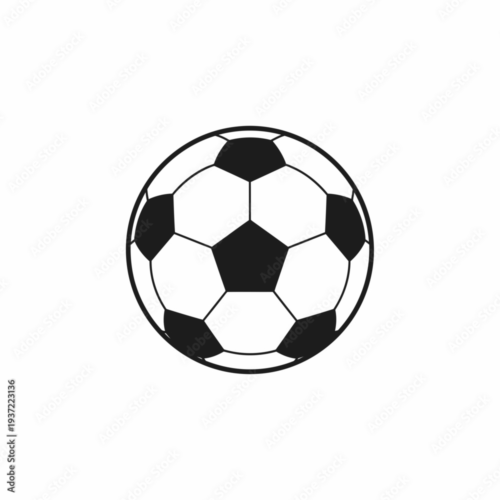 Fototapeta premium Classic soccer ball illustration on white background, iconic sport equipment for football games and athletic themes.