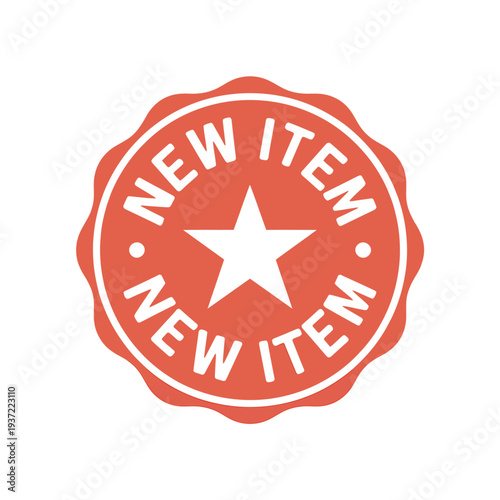 A red circular sticker announces a new item with a white star