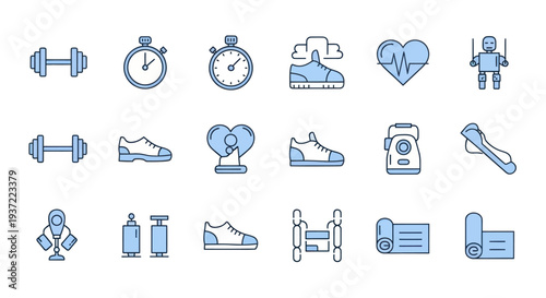 Fitness icons set for health and wellness