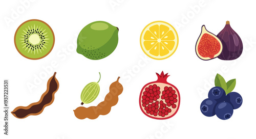 Fresh fruit assortment isolated on white