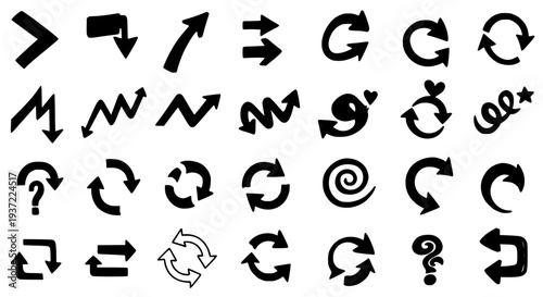 Arrows set with various styles and directions for navigation and design featuring pointer, cursor, symbol with icon and