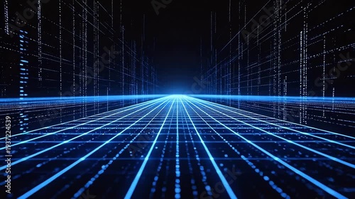 Digital grid in blue light