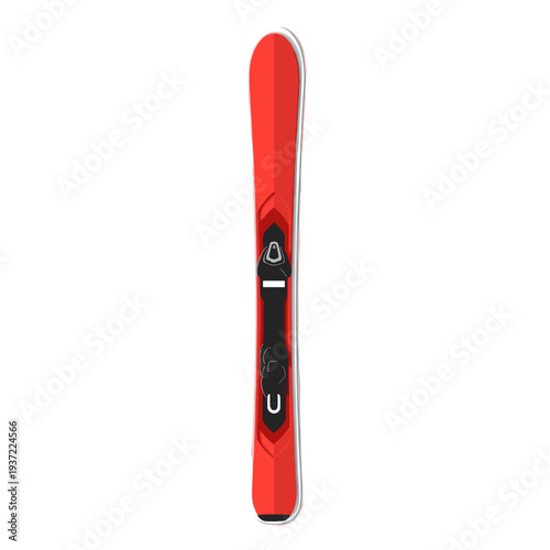 Red ski equipment with black bindings for winter sports adventures  