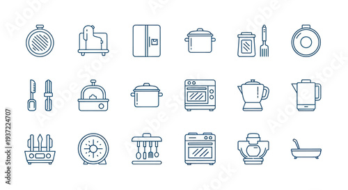 Kitchen utensils and equipment icons