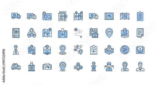 Medical icons health map location symbols