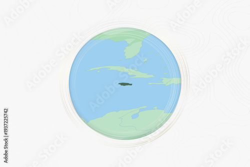 Stylized Map of Jamaica with Neighboring Areas.