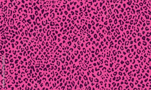 Fototapeta na wymiar Seamless leopard print pattern vector with dark animal spots on a vibrant pink background. Trendy repeating wildlife texture for fashion textiles, fabric prints, packaging, wallpaper, surface design.