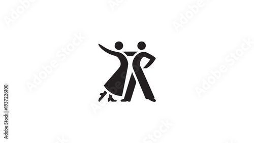 Dancing Couple Icon Line Vector Minimalist Dance Silhouette Symbol