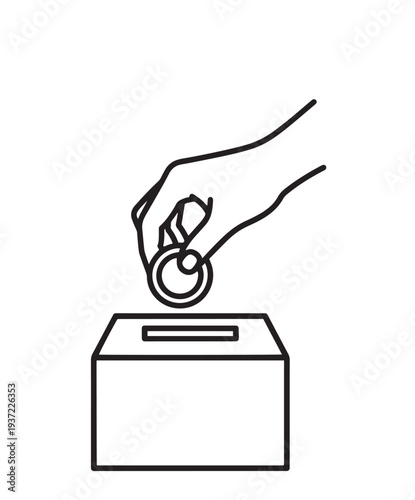 Donation Coin Box Hand Icon