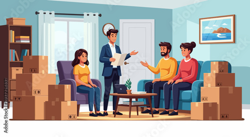 Family with Moving Man.