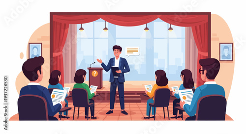 Man Teaching Group People.