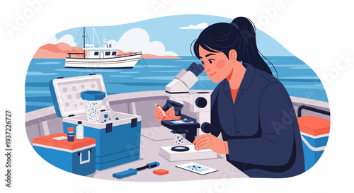 Scientist Examining Sample Microscope.