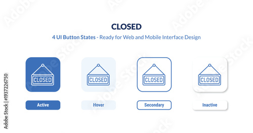 closed 4-state UI button. Outline icon kit from museum collection. Thin linear closed, lock, collection editable vector. Minimal closed sign for web and mobile interface